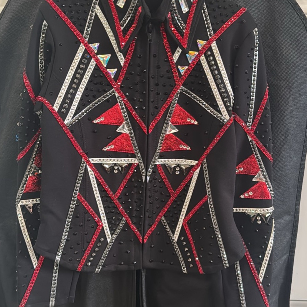 Youth Black and Red Embellished showmanship Jacket - Picture 7 of 11